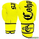 Rękawice bokserskie skórzane scriptum żółte neon