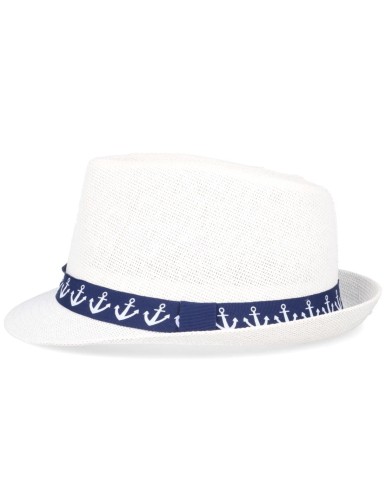 Kapelusz na lato słomkowy trilby kotwice sportowy