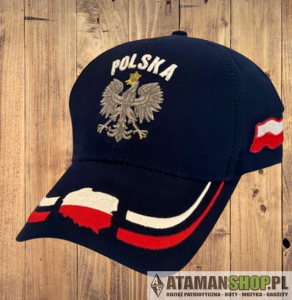 Czapka z daszkiem Orłem Polska flaga granatowa