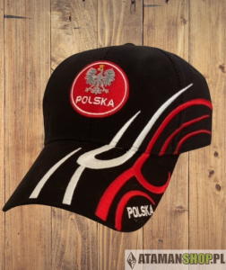Czapka sportowa daszek godło Polska czarna