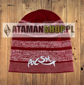 Czapka zima napis Polska czerwona