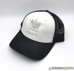 Czapka z daszkiem biało czarna siatka Orzeł