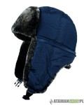 Czapka Pilotka wzór szycie z futrem granatowa