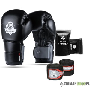 Zestaw bokserski rękawice 10oz owijki odświeżacz