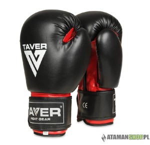 Czarne rękawice bokserskie Taver Red
