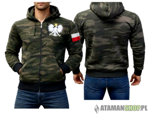 Bluza Patriotyczna moro z kapturem haft Orzeł flaga Polski
